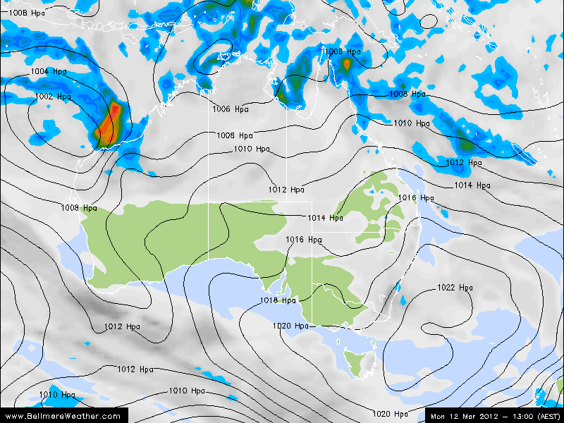 Australia Today Forecast Synoptic Chart, Cloud Cover and Precipitation